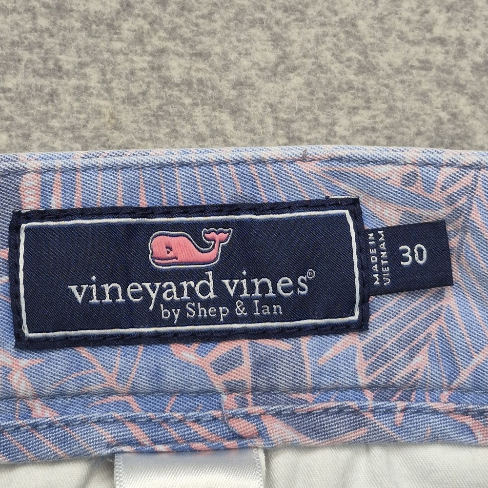 Vineyard Vines Breaker Shorts Mens 30 Pink Blue Palm Leaf Tropical Beach Preppy - Picture 10 of 14